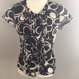 Van Heusen Short Sleeve Black & White Blouse – M